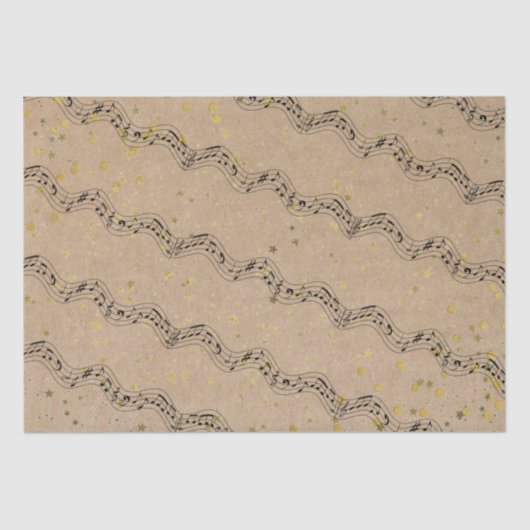 Kraft Paper Music Dots Gold Stars Tissue Paper Seidenpapier (Vorderseite)