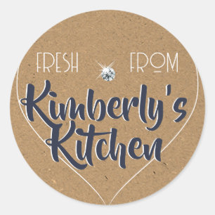 Kraft Paper Navy Blue Kristall Cupcake Label Runder Aufkleber