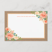 Kraft Paper Peach Florals | Hochzeitsratgeber Hinweiskarte (Vorderseite)