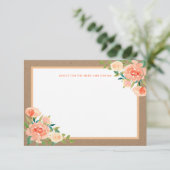 Kraft Paper Peach Florals | Hochzeitsratgeber Hinweiskarte (Stehend Vorderseite)