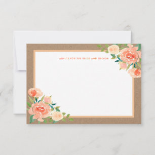 Kraft Paper Peach Florals   Hochzeitsratgeber Hinweiskarte