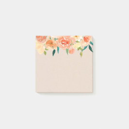 Kraft Paper Peach Florals Rustic Chic Post-it Klebezettel