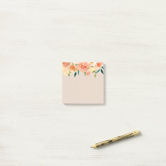 Kraft Paper Peach Florals Rustic Chic Post-it Klebezettel (Auf Schreibtisch)