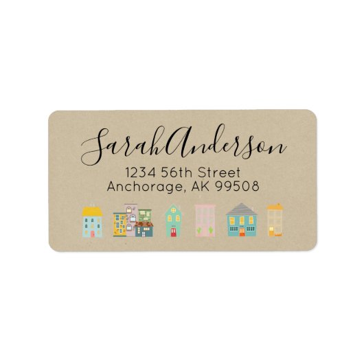 Kraft Paper Real Anwesen Houses Rücksendeadresse Adressaufkleber (Vorne)