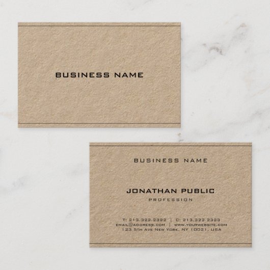 Kraft Paper Real, ausgefeilte moderne Firma Visitenkarte (Vorne/Hinten)