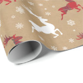 Kraft Paper Reindeer Tartan Red/White ID589 Geschenkpapier (Rolleneckpunkt)