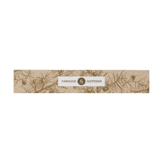 Kraft Paper Rustic Botanical Wedding Einladungsbanderole (Flach)