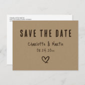 Kraft Paper Rustic Country Wedding Save the Date Postkarte (Vorne/Hinten)