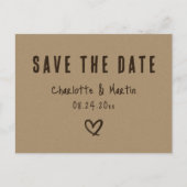 Kraft Paper Rustic Country Wedding Save the Date Postkarte (Vorderseite)