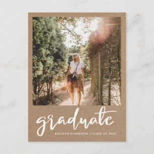 Kraft Paper Rustic Graduate Save the Date Foto Postkarte