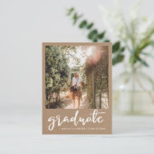 Kraft Paper Rustic Graduate Save the Date Foto Postkarte (Stehend Vorderseite)