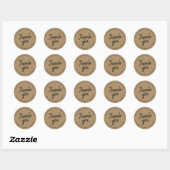 Kraft Paper Rustic Script Vielen Dank Runder Aufkleber (Blatt)