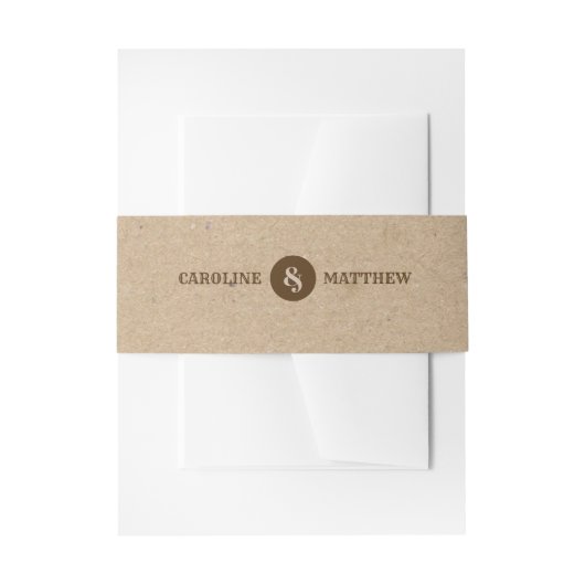 Kraft Paper Rustic Wedding Einladung Bündchen Band (Vorderseite Beispiel)