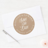 Kraft Paper Save the Date Hochzeitsaufkleber Runder Aufkleber (Umschlag)