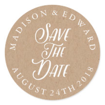 Kraft Paper Save the Date Hochzeitsaufkleber