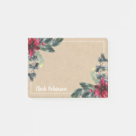 Kraft Paper Spruce Red Poinsettia Post-it Klebezettel