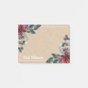 Kraft Paper Spruce Red Poinsettia Post-it Klebezettel