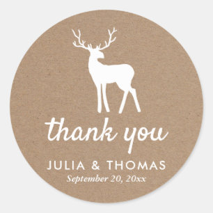 Kraft Paper Stag Weihnachtsfeier Vielen Dank Runder Aufkleber