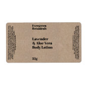 Kraft Paper Style Modern Cosmetics Flasche Label (Vorne)