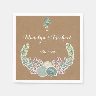 Kraft Paper Succulents Wedding Paper Napkins Serviette
