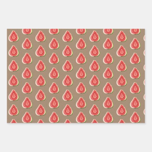 Kraft Paper Summer Red Guava Fruit Geschenkpapier Set (Vorderseite 2)