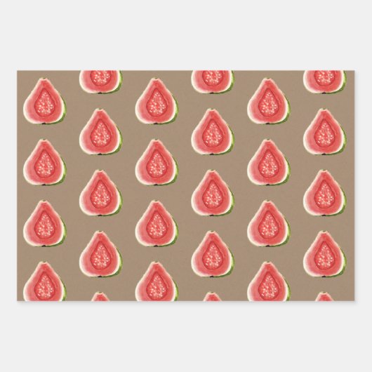 Kraft Paper Summer Red Guava Fruit Geschenkpapier Set (Vorderseite)