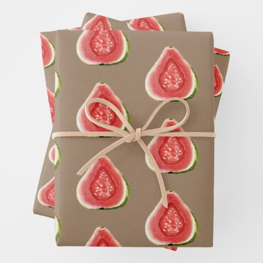 Kraft Paper Summer Red Guava Fruit Geschenkpapier Set (Beispiel)