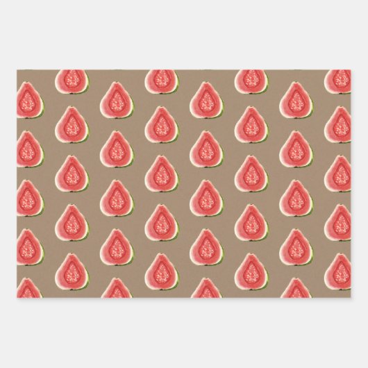 Kraft Paper Summer Red Guava Fruit Geschenkpapier Set (Vorderseite 3)