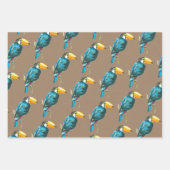Kraft Paper Tropical Cocktails Toucans im Paradies Geschenkpapier Set (Vorderseite)