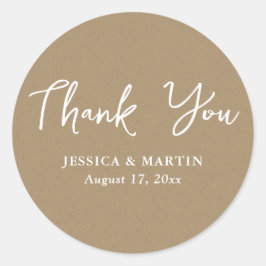 Kraft Paper Typografy Wedding Vielen Dank Runder Aufkleber