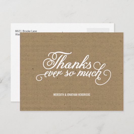 Kraft Paper Vielen Dank Postkarte (Vorne/Hinten)