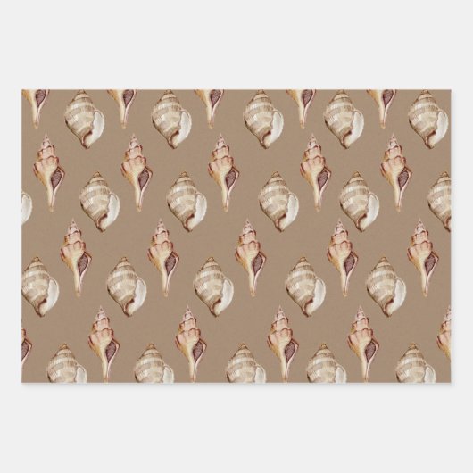 Kraft Paper Wasserfarbe Muscheln am Meeresufer Geschenkpapier Set (Vorderseite 3)