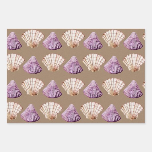 Kraft Paper Wasserfarbe Muscheln am Meeresufer Geschenkpapier Set (Vorderseite 2)