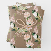 Kraft Paper Wasserfarbe Rosa Grünkränze Geschenkpapier Set (Beispiel)