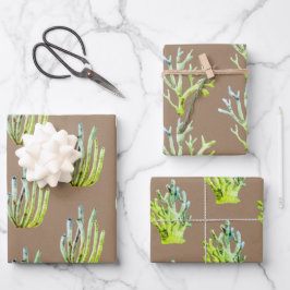 Kraft Paper Watercolor Green Coref Reef Geschenkpapier Set