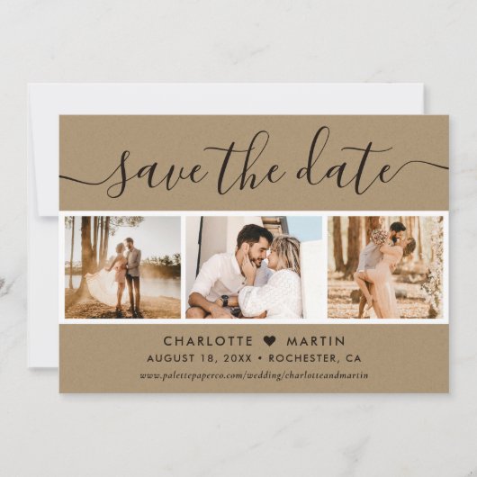 Kraft Paper Wedding 4 Foto Save The Date (Vorderseite)