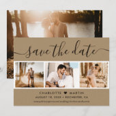 Kraft Paper Wedding 4 Foto Save The Date (Vorne/Hinten)