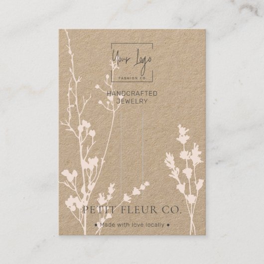 Kraft Paper Wildblumen Schmuckhaarclip Display Telefonnummerkarte (Vorderseite)