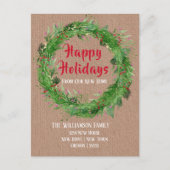 Kraft Paper Winter Greenery Neue Zuhause Happy Hol Postkarte (Vorderseite)