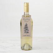 Kraft Paper Woodland Tree Gold Snow Elegant Flaschenanhänger (Auf Flasche)
