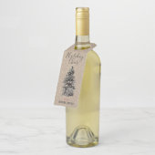 Kraft Paper Woodland Tree Gold Snow Elegant Flaschenanhänger (Angewinkelt)