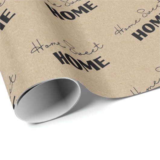 Kraft Paper Zuhause Sweet Zuhause Geschenkpapier (Rolleneckpunkt)