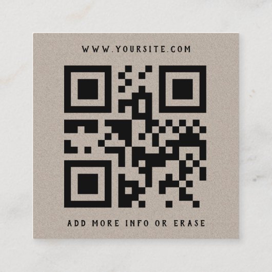 Kraft Papier Hinzufügen Sie Ihr Logo QR-Code Socia Quadratische Visitenkarte (Rückseite)