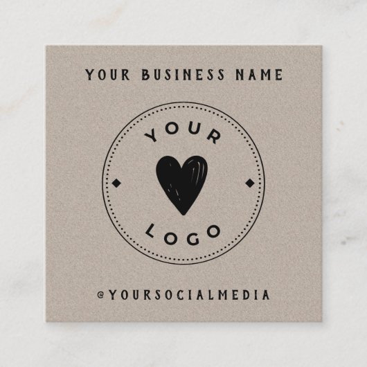 Kraft Papier Hinzufügen Sie Ihr Logo QR-Code Socia Quadratische Visitenkarte (Vorderseite)
