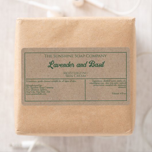 Kraft-Papier-Stil mit grünem Text-Kosmetikmarke (Insitu)