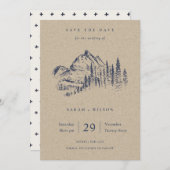 Kraft Pine Mountain Sketch Save the Date Karte (Vorne/Hinten)