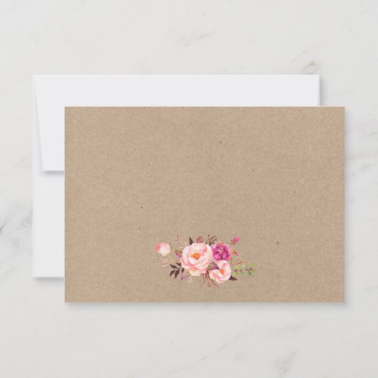 Kraft Pink Blush UAWG Wedding Card RSVP Karte (Rückseite)