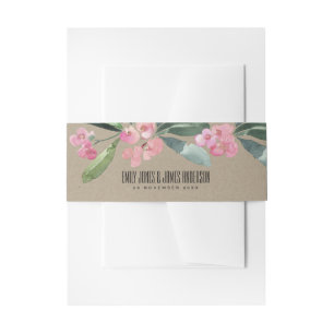 KRAFT PINK CHRIST THORN BLOOM WATERCOLOR WEDD EINLADUNGSBANDEROLE