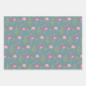 Kraft Pink Flamingos Mingling an einem Weihnachtsf Geschenkpapier Set (Vorderseite 3)