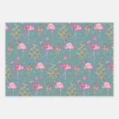 Kraft Pink Flamingos Mingling an einem Weihnachtsf Geschenkpapier Set (Vorderseite)